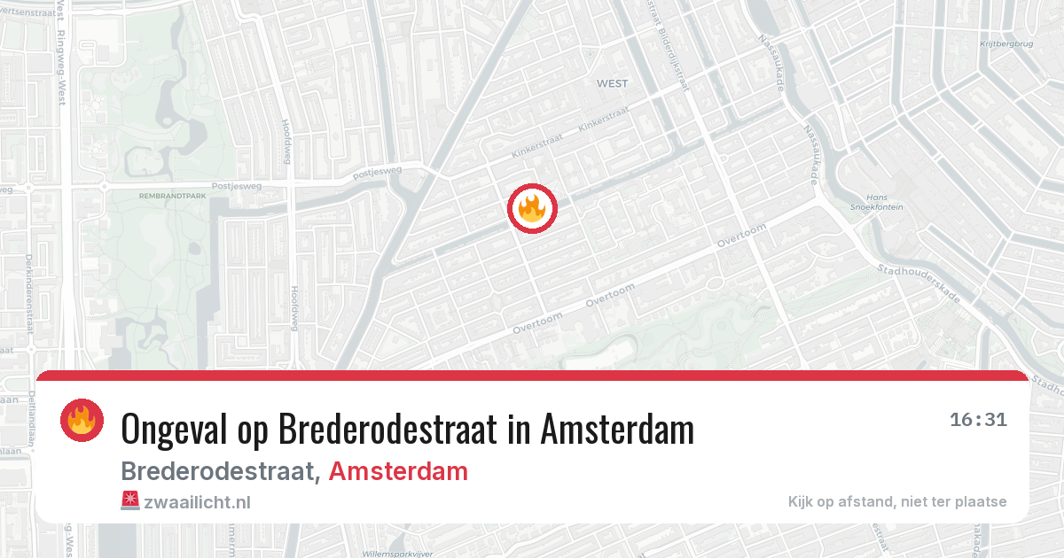 Ongeval op Brederodestraat in Amsterdam — 19 jun 2026