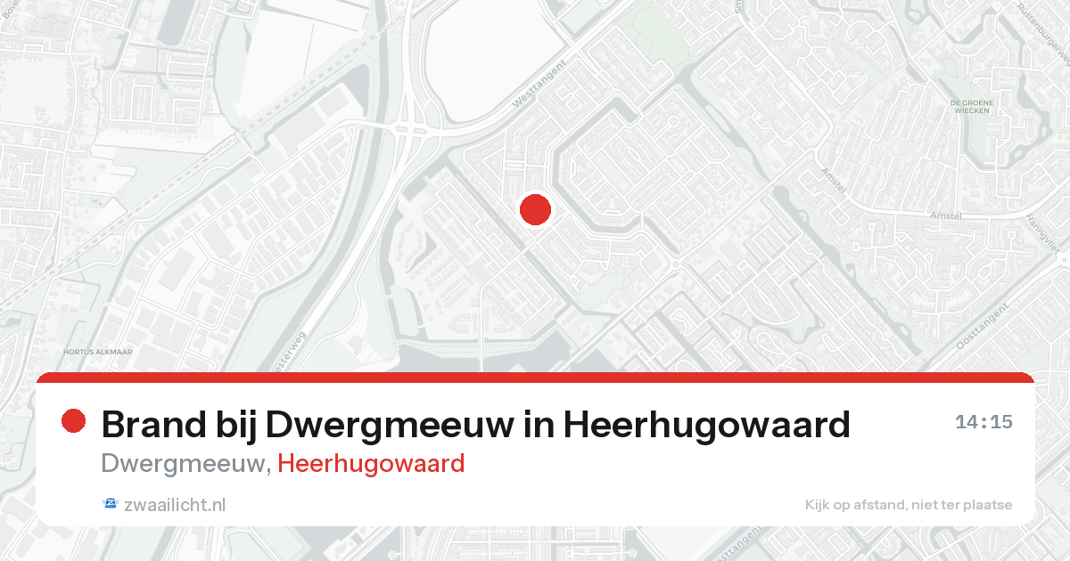 Brand bij Dwergmeeuw in Heerhugowaard — 16 aug 2026