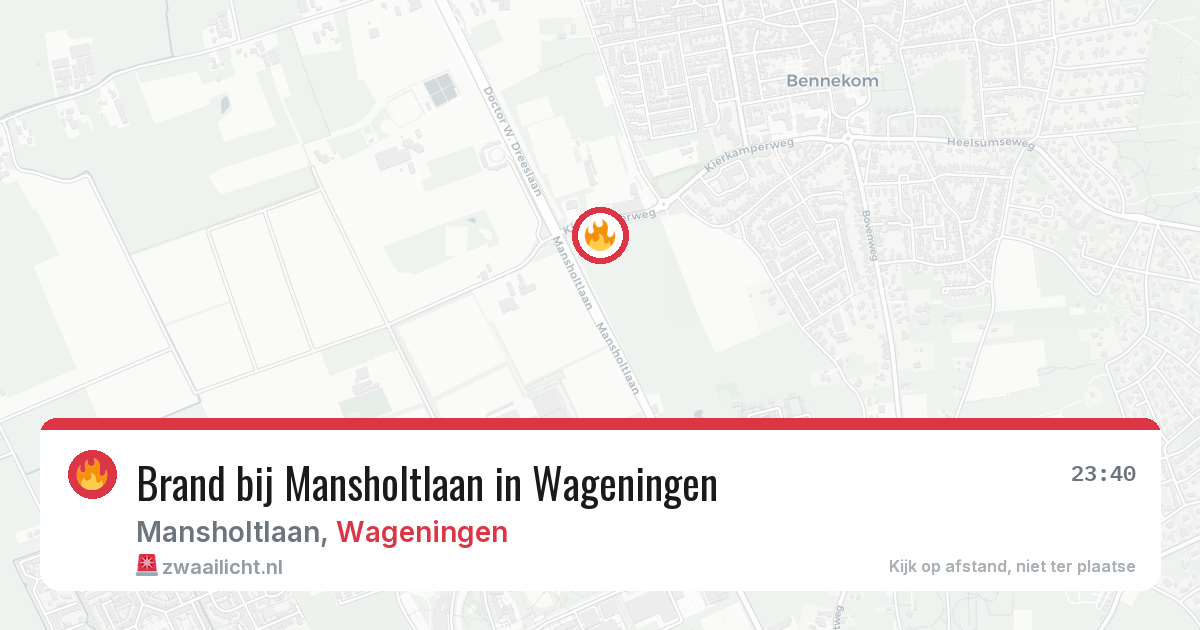 Brand bij Mansholtlaan in Wageningen — 15 mrt 2026