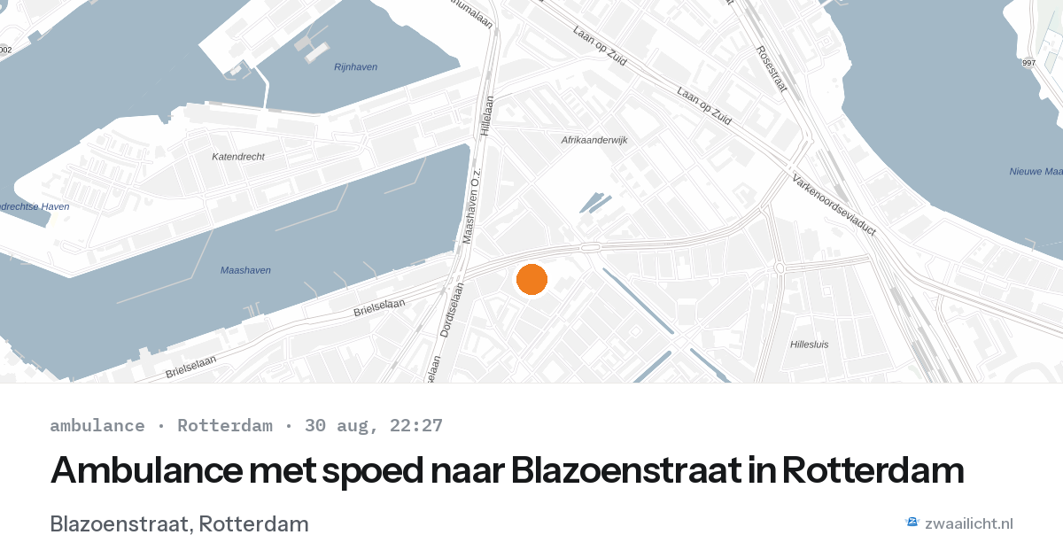 Ambulance met spoed naar Blazoenstraat in Rotterdam — 30 aug 2026