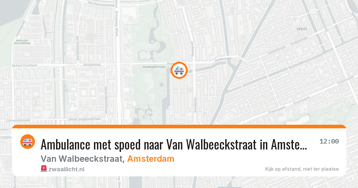 Ambulance met spoed naar Van Walbeeckstraat in Amsterdam — 13 aug 2026