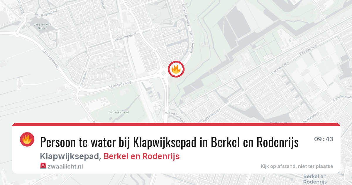 Persoon te water bij Klapwijksepad in Berkel en Rodenrijs — 23 jun 2026