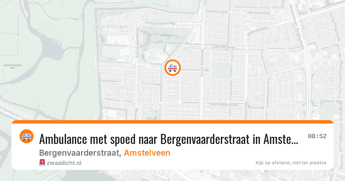Ambulance met spoed naar Bergenvaarderstraat in Amstelveen — 3 mei 2026