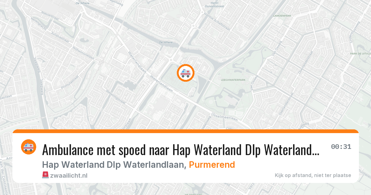 Ambulance met spoed naar Hap Waterland Dlp Waterlandlaan in Purmerend — 1 feb 2026