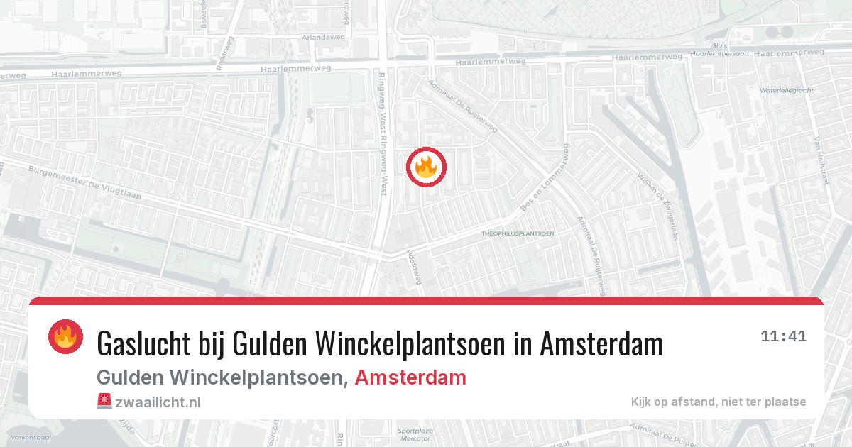 Gaslucht bij Gulden Winckelplantsoen in Amsterdam — 9 jun 2026