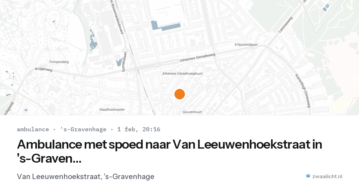 Ambulance met spoed naar Van Leeuwenhoekstraat in 's-Gravenhage — 1 feb 2026