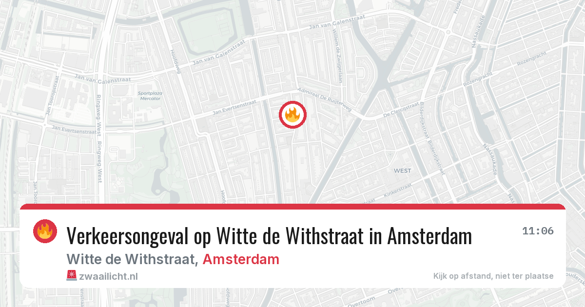 Verkeersongeval op Witte de Withstraat in Amsterdam — 15 jun 2026