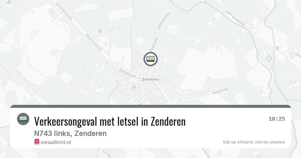 Verkeersongeval met letsel in Zenderen — 10 jul 2026