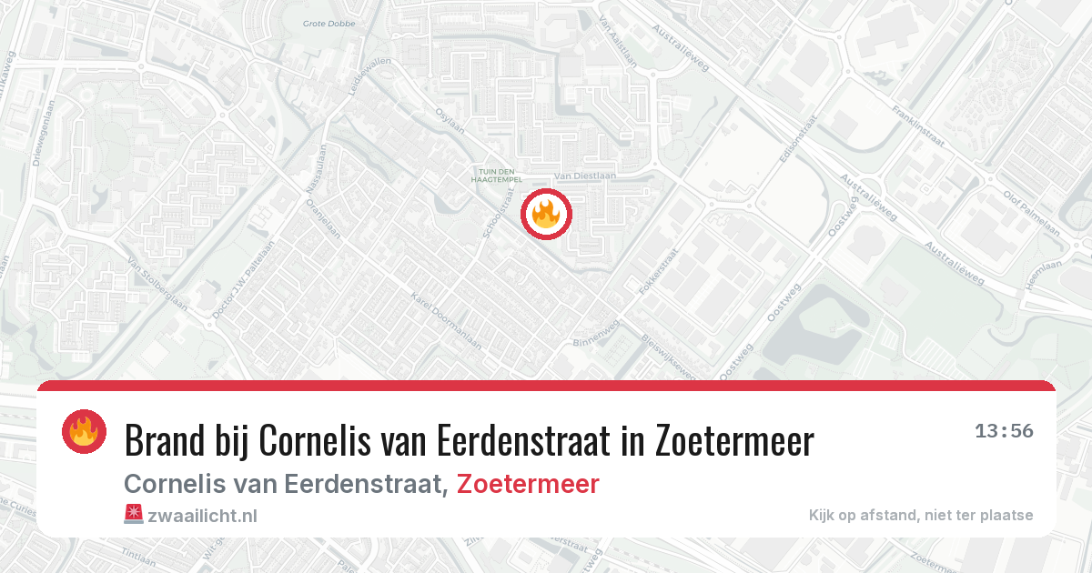Brand bij Cornelis van Eerdenstraat in Zoetermeer — 8 aug 2026