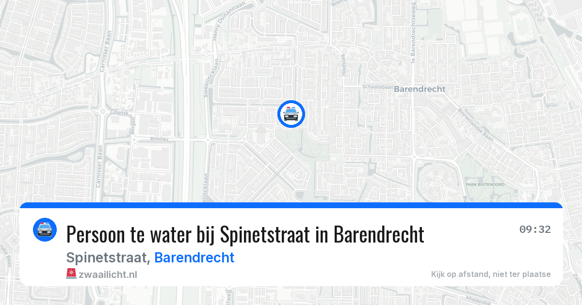 Persoon te water bij Spinetstraat in Barendrecht — 22 mrt 2026