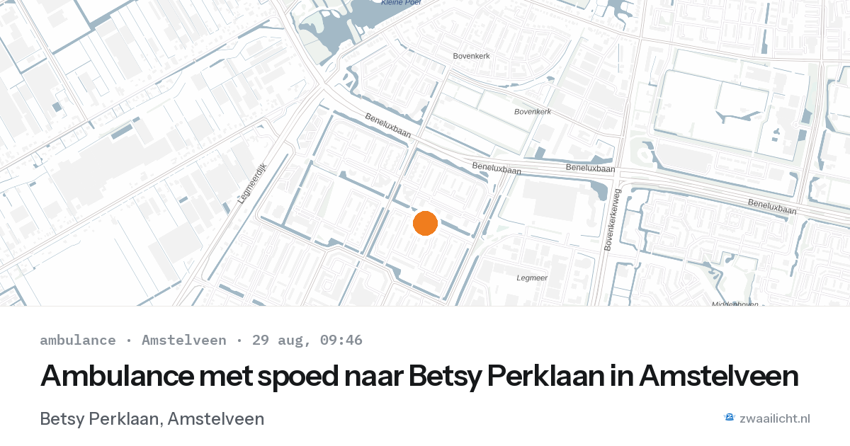 Ambulance met spoed naar Betsy Perklaan in Amstelveen — 29 aug 2026