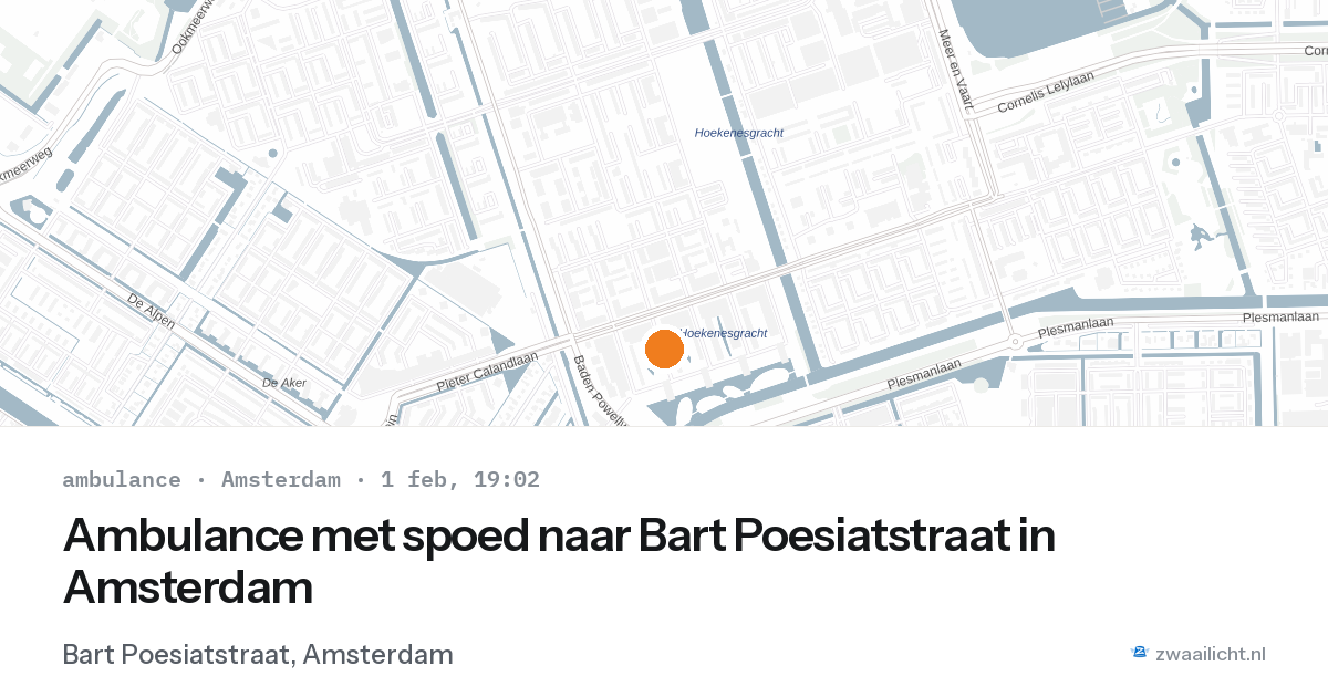 Ambulance met spoed naar Bart Poesiatstraat in Amsterdam — 1 feb 2026