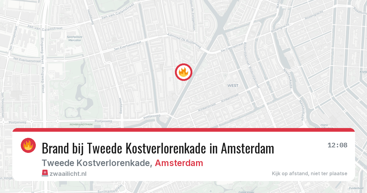 Brand bij Tweede Kostverlorenkade in Amsterdam — 14 jun 2026