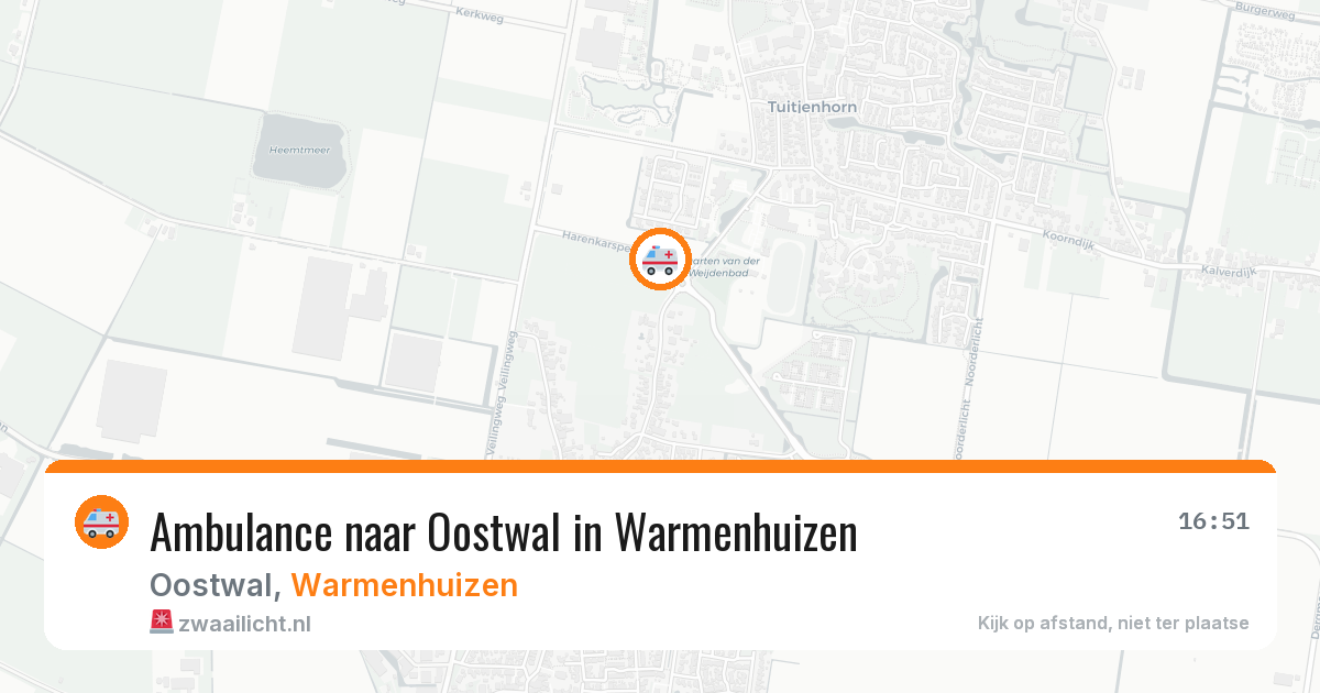 Ambulance naar Oostwal in Warmenhuizen — 13 aug 2026