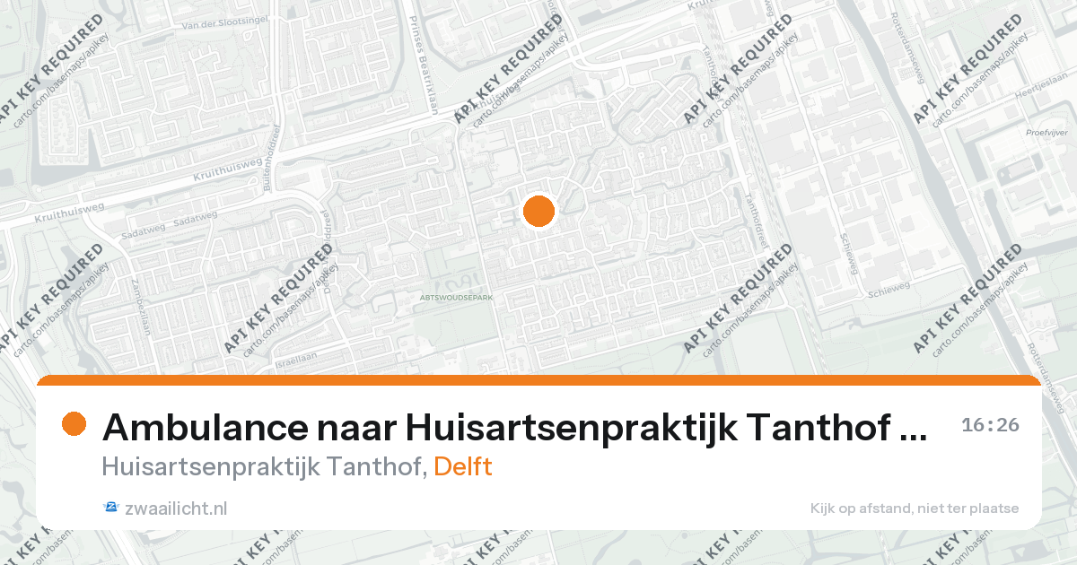 Ambulance naar Huisartsenpraktijk Tanthof in Delft — 26 aug 2026