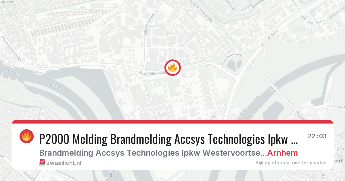 P2000 Melding Brandmelding Accsys Technologies Ipkw Westervoortsedijk, Arnhem — 8 feb 2026