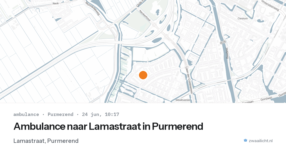 Ambulance naar Lamastraat in Purmerend — 24 jun 2026