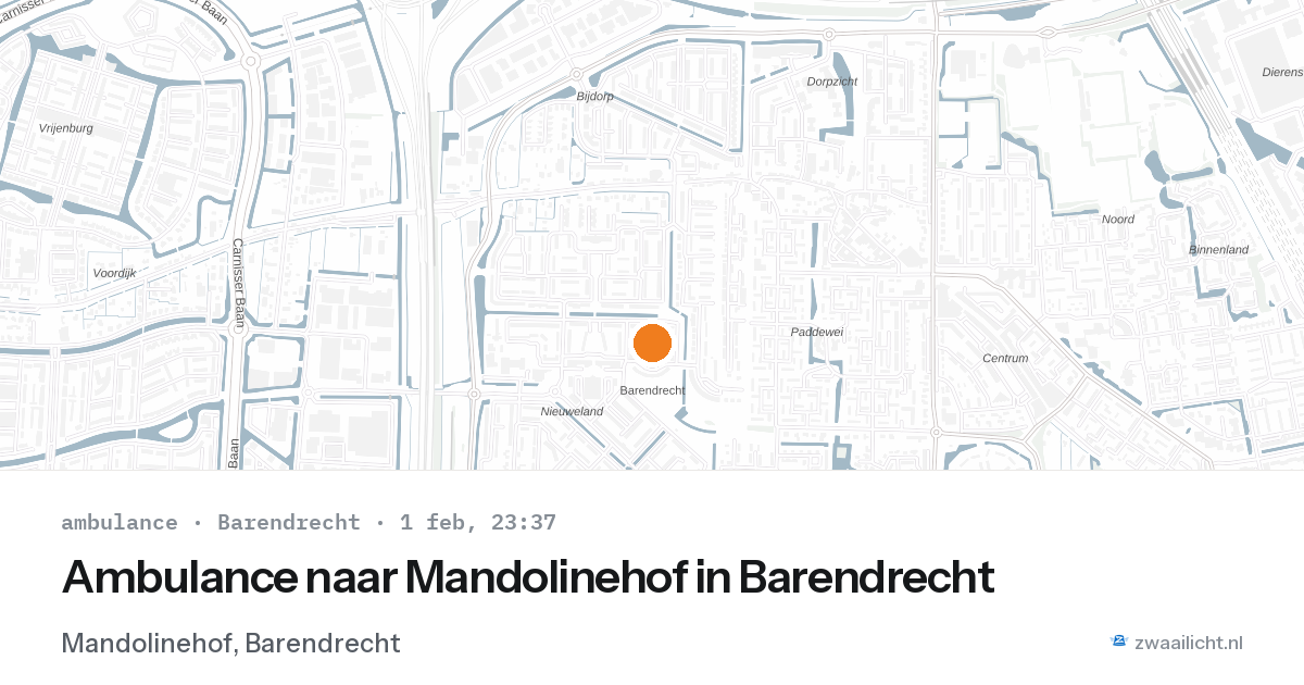 Ambulance naar Mandolinehof in Barendrecht — 1 feb 2026