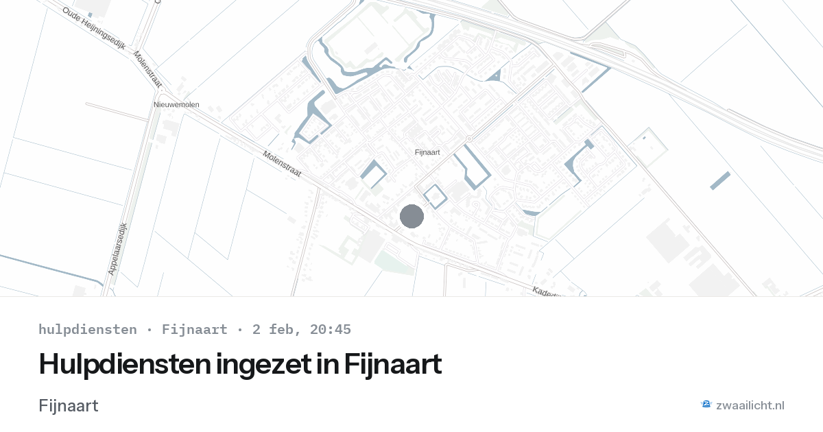 Hulpdiensten ingezet in Fijnaart — 2 feb 2026 | 🚨 Zwaailicht.nl