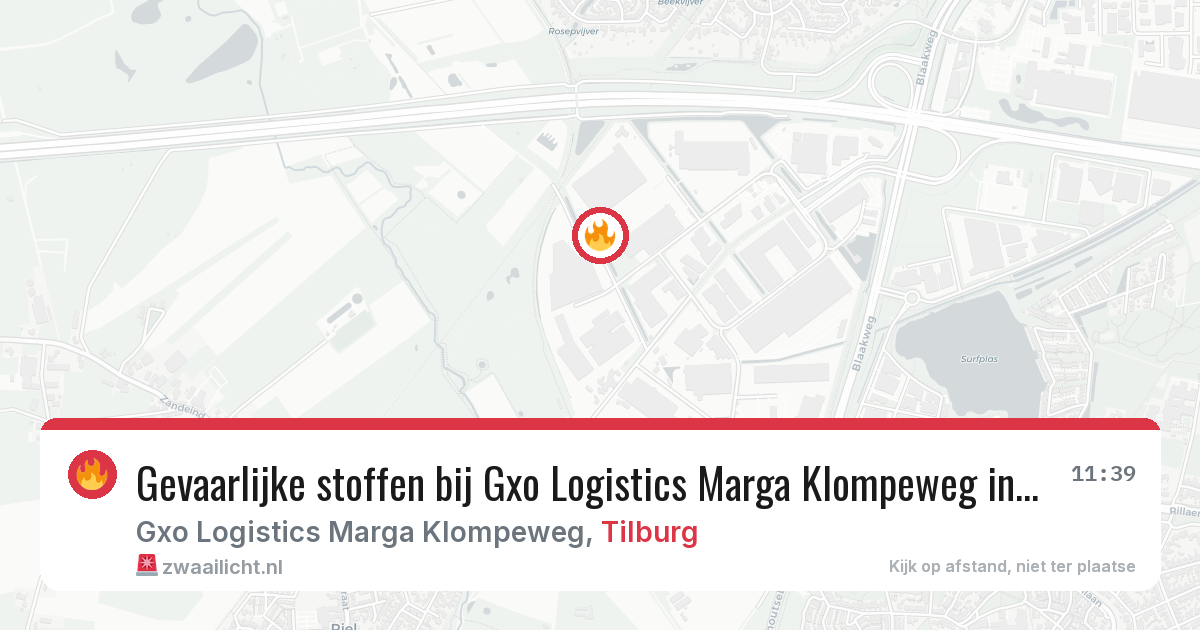 Gevaarlijke stoffen bij Gxo Logistics Marga Klompeweg in Tilburg — 5 jul 2026