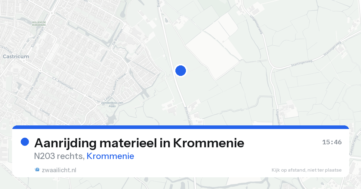 Aanrijding materieel in Krommenie — 15 aug 2026