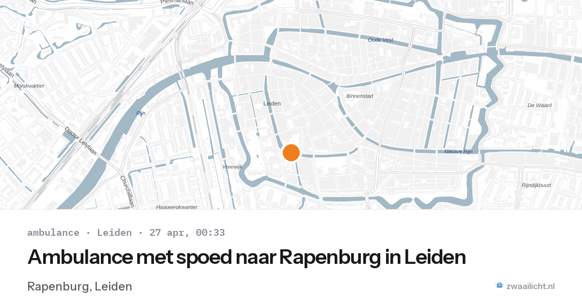 Ambulance met spoed naar Rapenburg in Leiden — 26 apr 2026