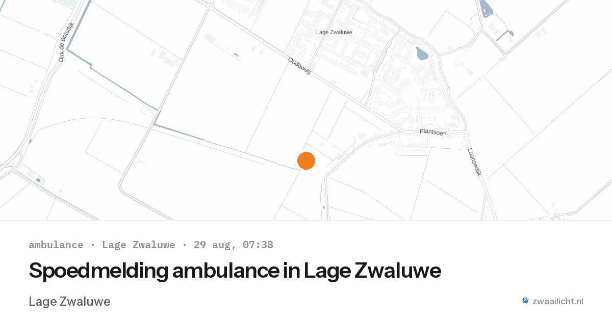 Spoedmelding ambulance in Lage Zwaluwe — 29 aug 2026