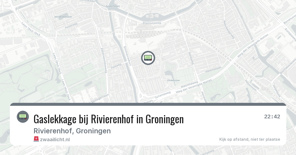 Gaslekkage bij Rivierenhof in Groningen — 16 mei 2026