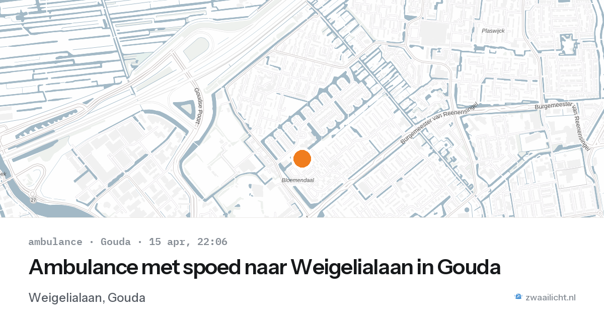 Ambulance met spoed naar Weigelialaan in Gouda — 15 apr 2026