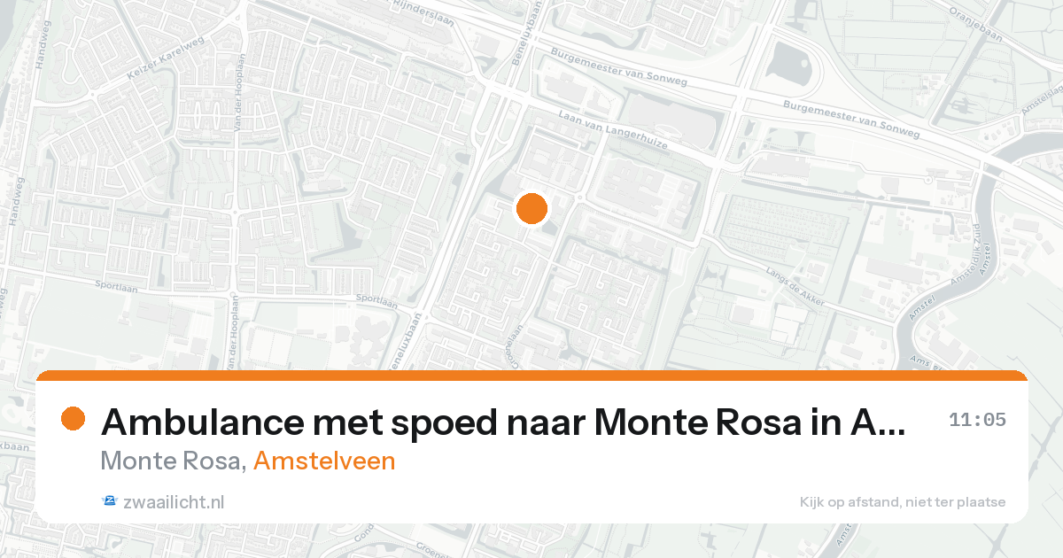 Ambulance met spoed naar Monte Rosa in Amstelveen — 20 aug 2026