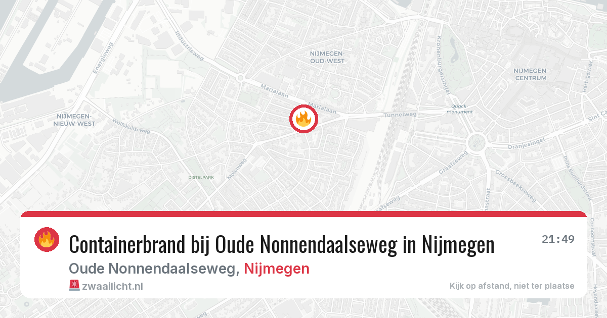 Containerbrand bij Oude Nonnendaalseweg in Nijmegen — 9 apr 2026