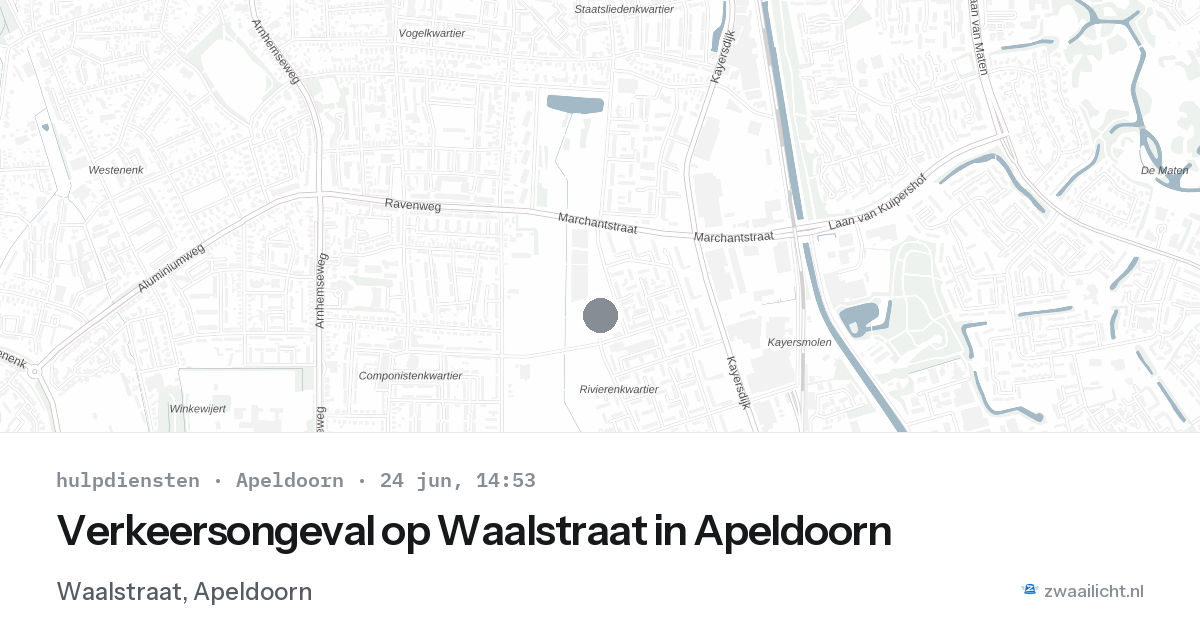 Verkeersongeval op Waalstraat in Apeldoorn — 24 jun 2026