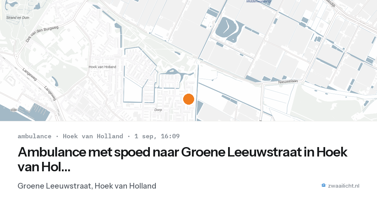 Ambulance met spoed naar Groene Leeuwstraat in Hoek van Holland — 1 sep 2026