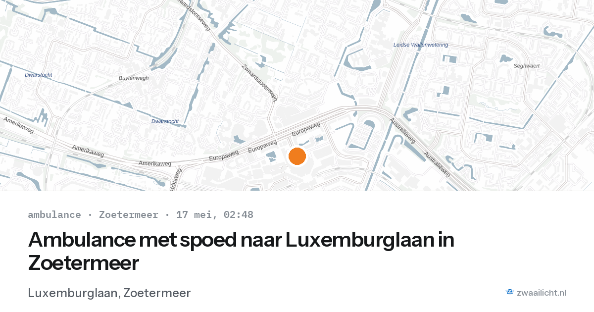 Ambulance met spoed naar Luxemburglaan in Zoetermeer — 17 mei 2026