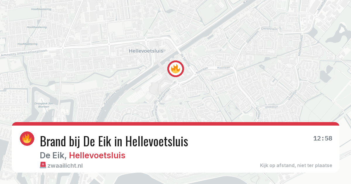 Brand bij De Eik in Hellevoetsluis — 30 jun 2026