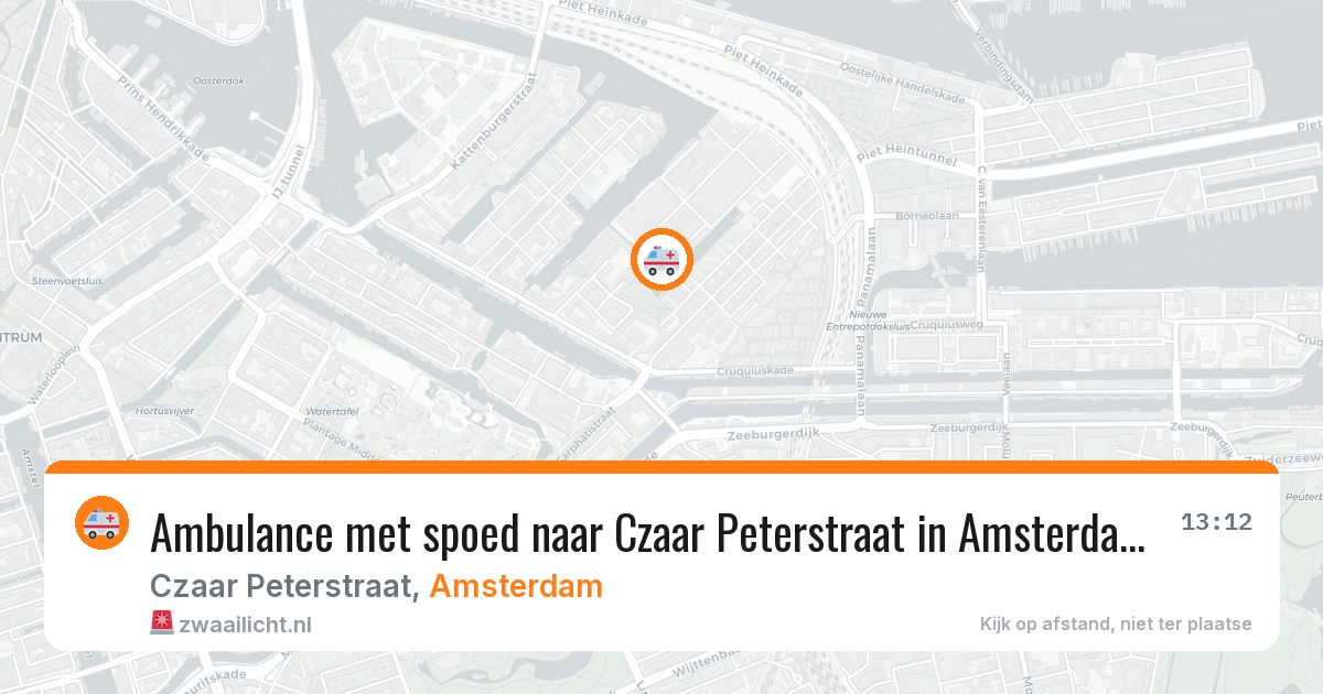 Ambulance met spoed naar Czaar Peterstraat in Amsterdam — 13 jun 2026