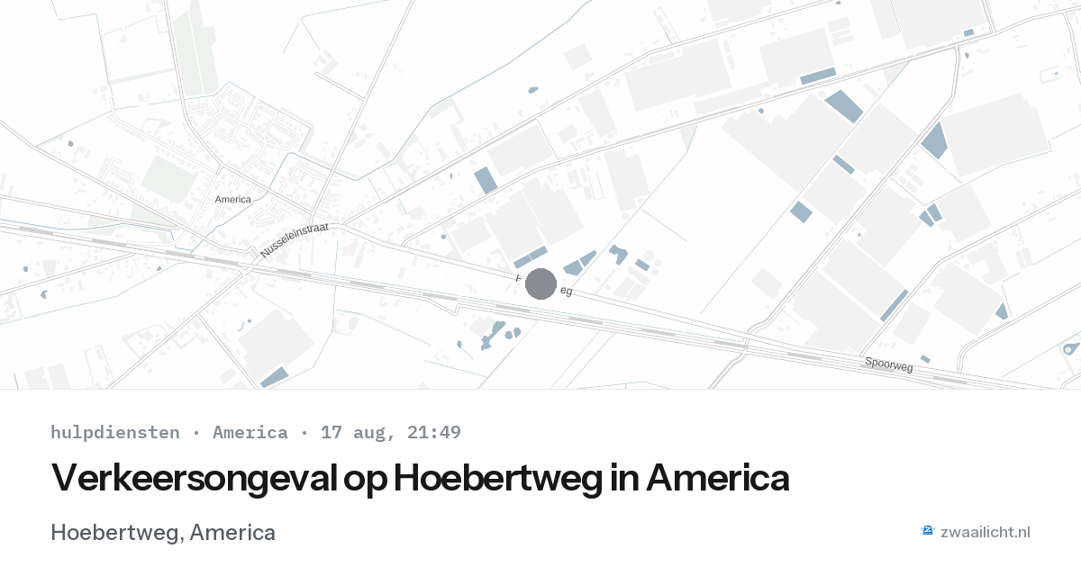 Verkeersongeval op Hoebertweg in America — 17 aug 2026