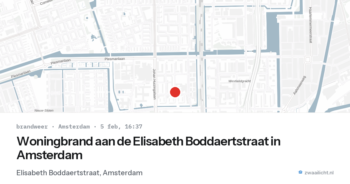 Woningbrand aan de Elisabeth Boddaertstraat in Amsterdam — 5 feb 2026