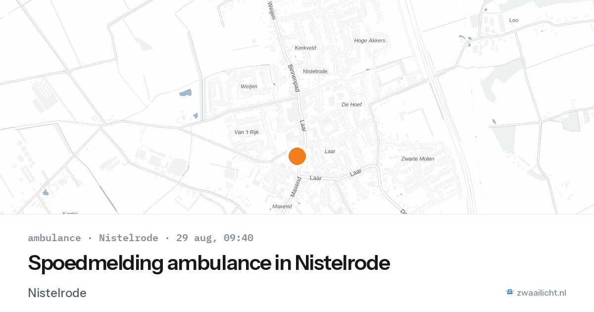 Spoedmelding ambulance in Nistelrode — 29 aug 2026