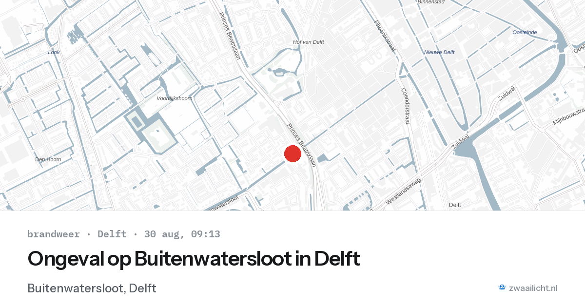 Ongeval op Buitenwatersloot in Delft — 30 aug 2026