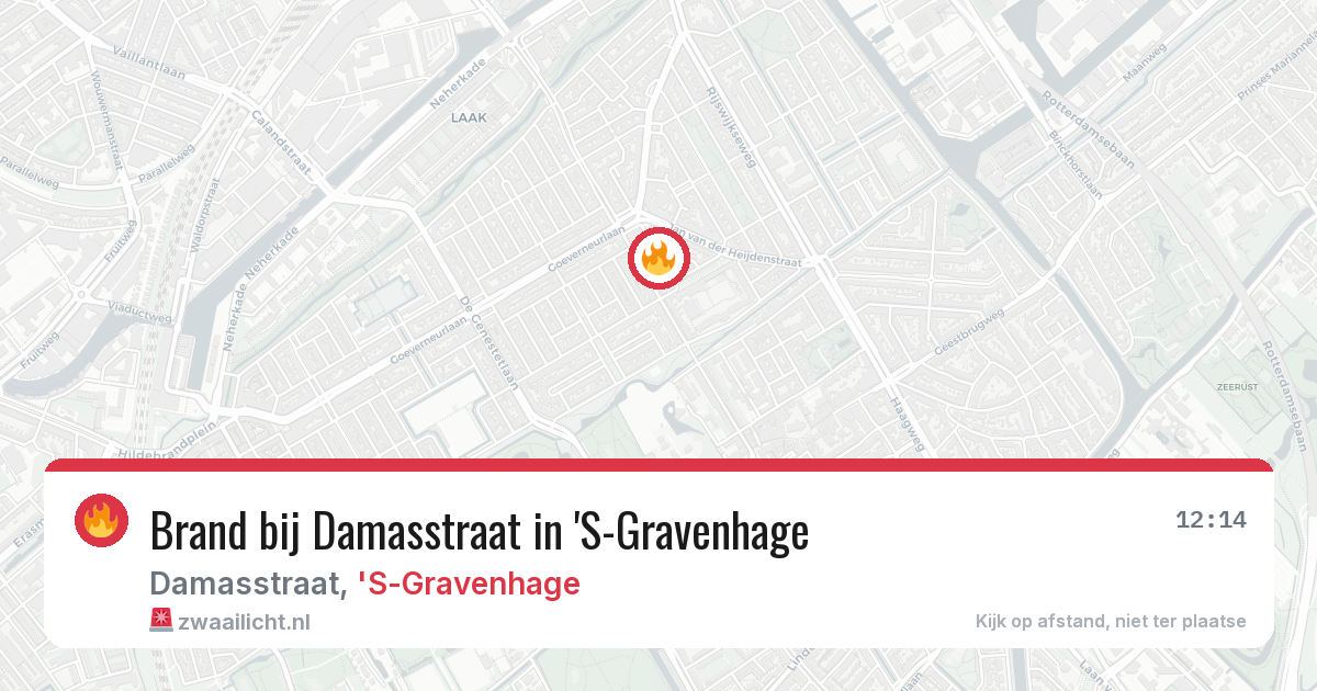 Brand bij Damasstraat in 'S-Gravenhage — 10 aug 2026