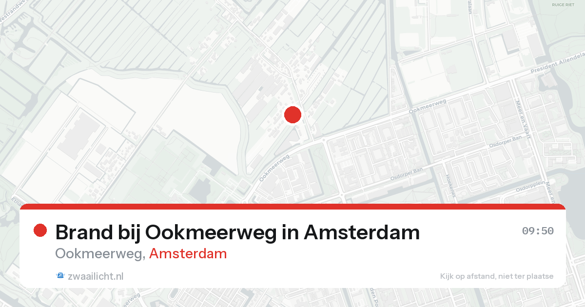 Brand bij Ookmeerweg in Amsterdam — 24 aug 2026