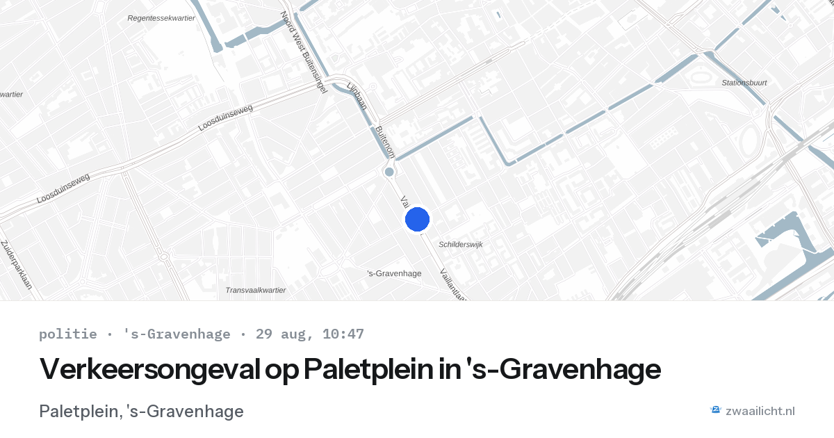 Verkeersongeval op Paletplein in 's-Gravenhage — 29 aug 2026
