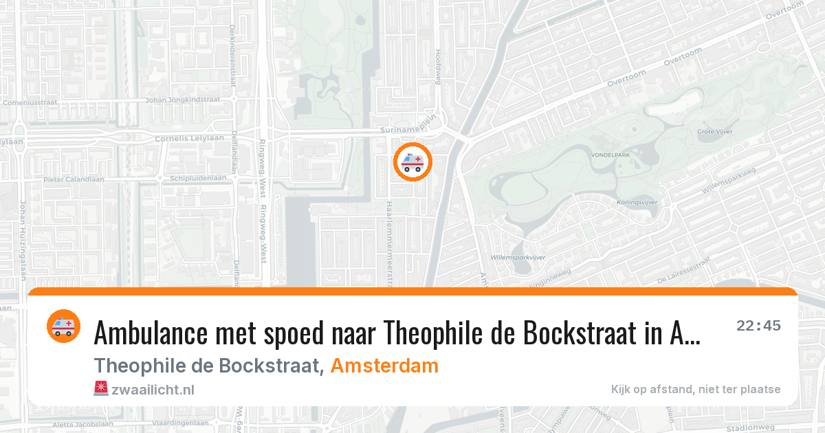 Ambulance met spoed naar Theophile de Bockstraat in Amsterdam — 6 aug 2026