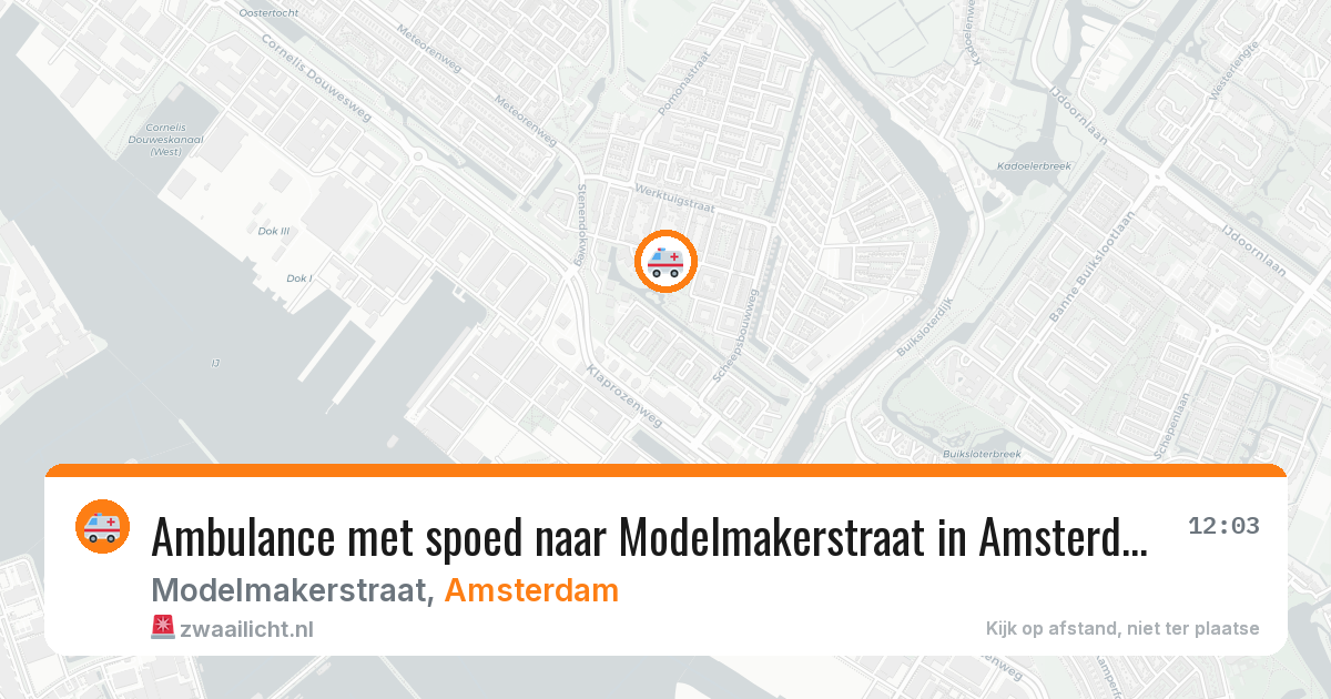 Ambulance met spoed naar Modelmakerstraat in Amsterdam — 8 aug 2026