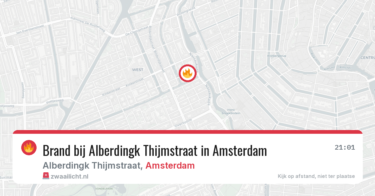 Brand bij Alberdingk Thijmstraat in Amsterdam — 13 aug 2026