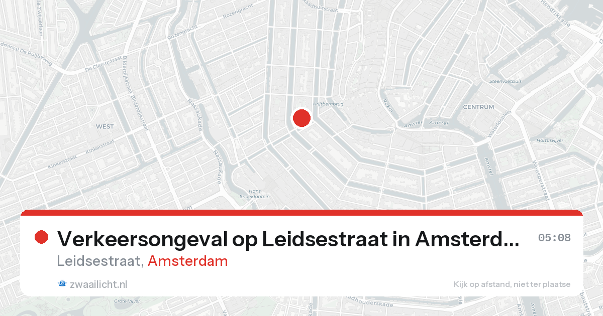 Verkeersongeval op Leidsestraat in Amsterdam — 16 aug 2026