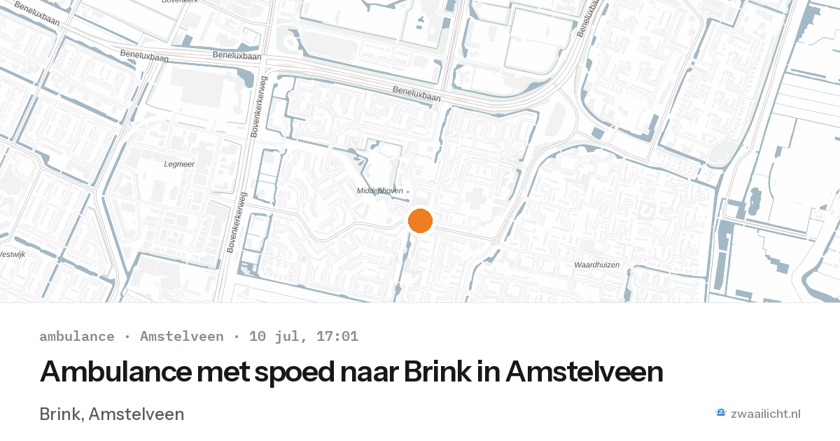 Ambulance met spoed naar Brink in Amstelveen — 10 jul 2026