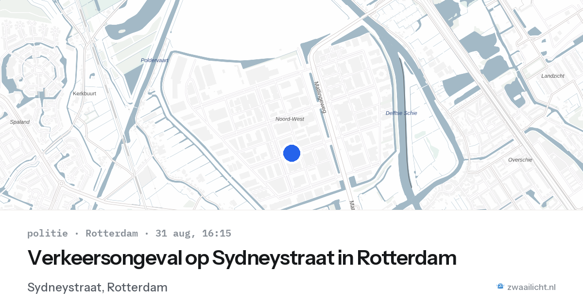 Verkeersongeval op Sydneystraat in Rotterdam — 31 aug 2026