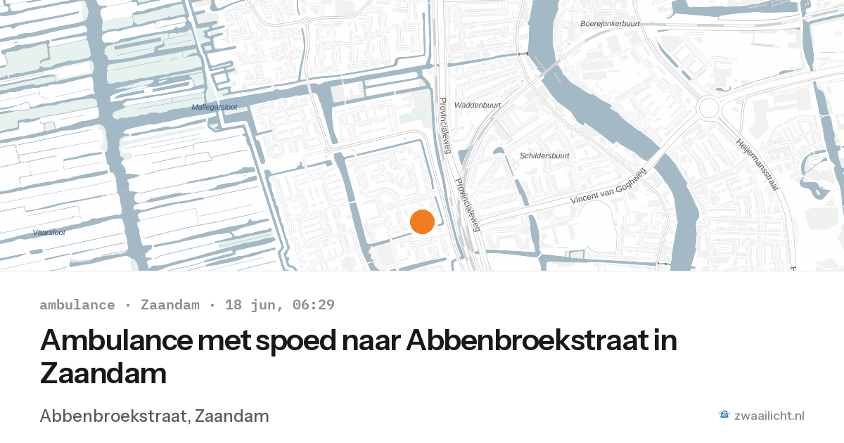Ambulance met spoed naar Abbenbroekstraat in Zaandam — 18 jun 2026